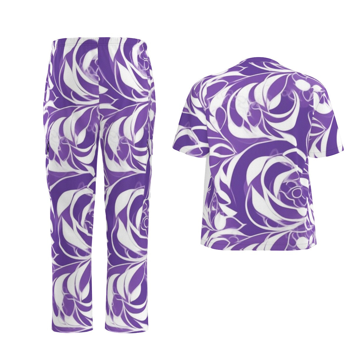 Unisex Scrub Set Birdseye Purple Lines