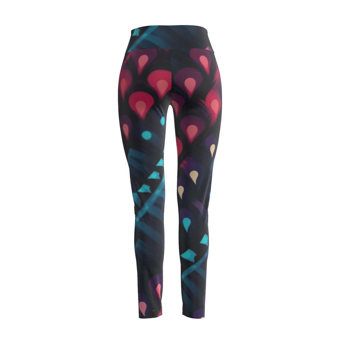 Women's High Waist Leggings | Side Stitch Closure Leggings "Pinks and Blues"