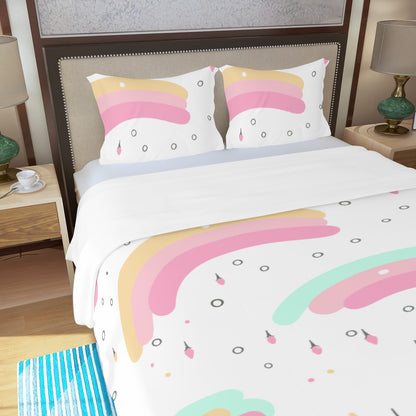 Three Piece Duvet Bedding Set Rainbow