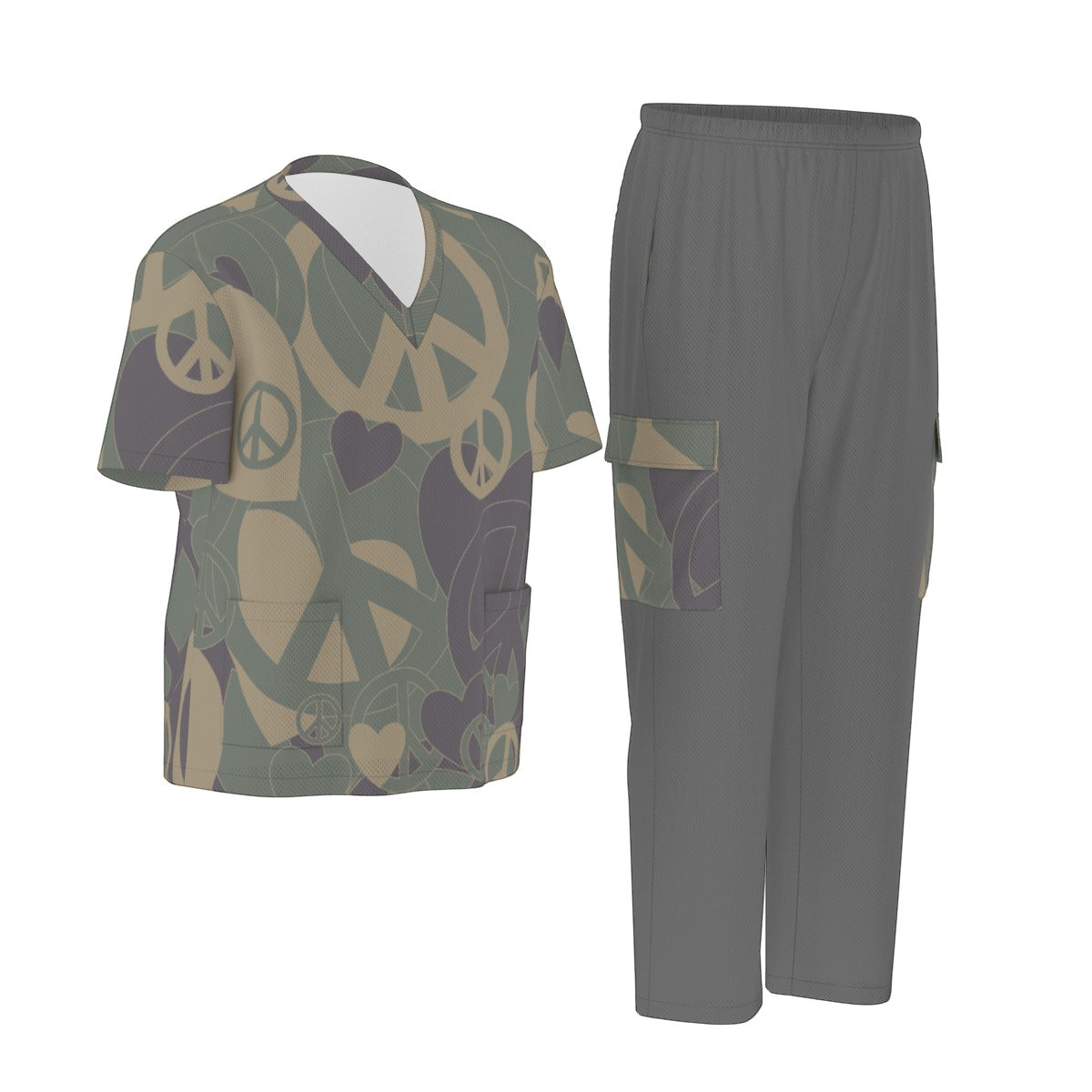 Unisex Scrub Set Birdseye Camo Peace