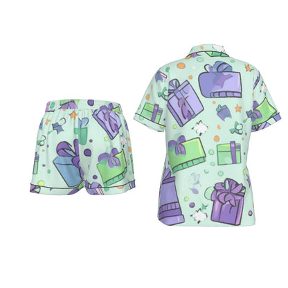 Holiday Women's Imitation Silk Pajama Set With Short Sleeve