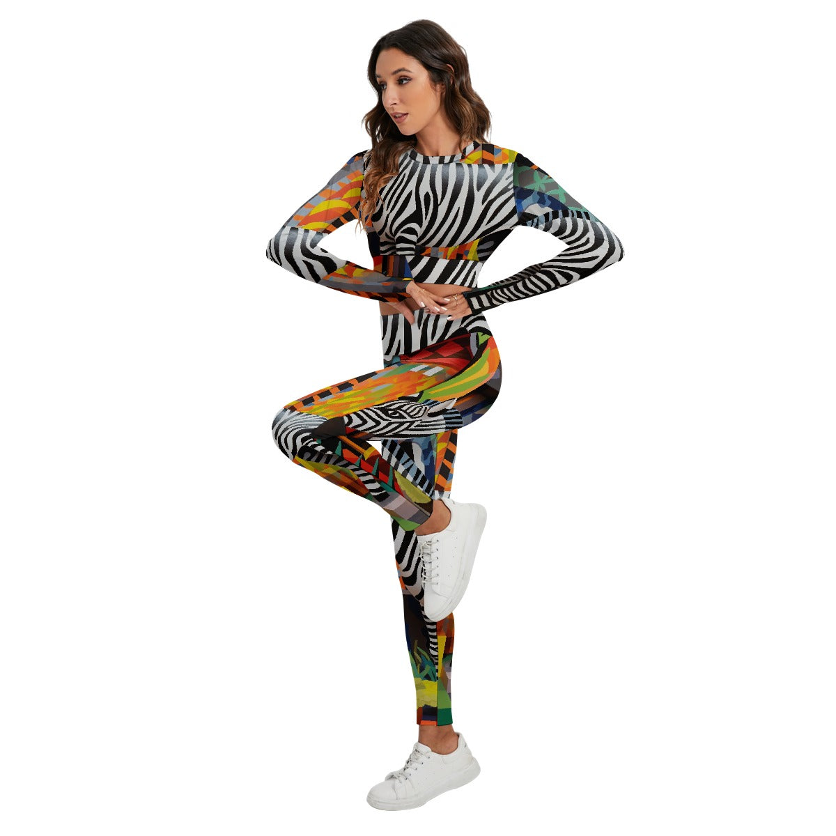 Women's Sport Set With Backless Top And Leggings "Zebra"