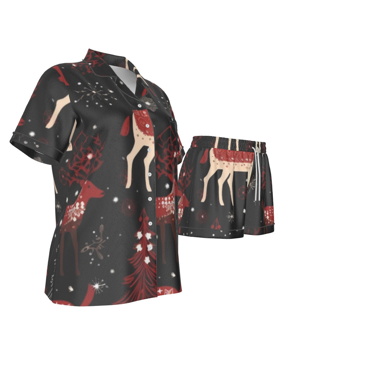 Holiday  Women's Imitation Silk Pajama Set With Short Sleeve