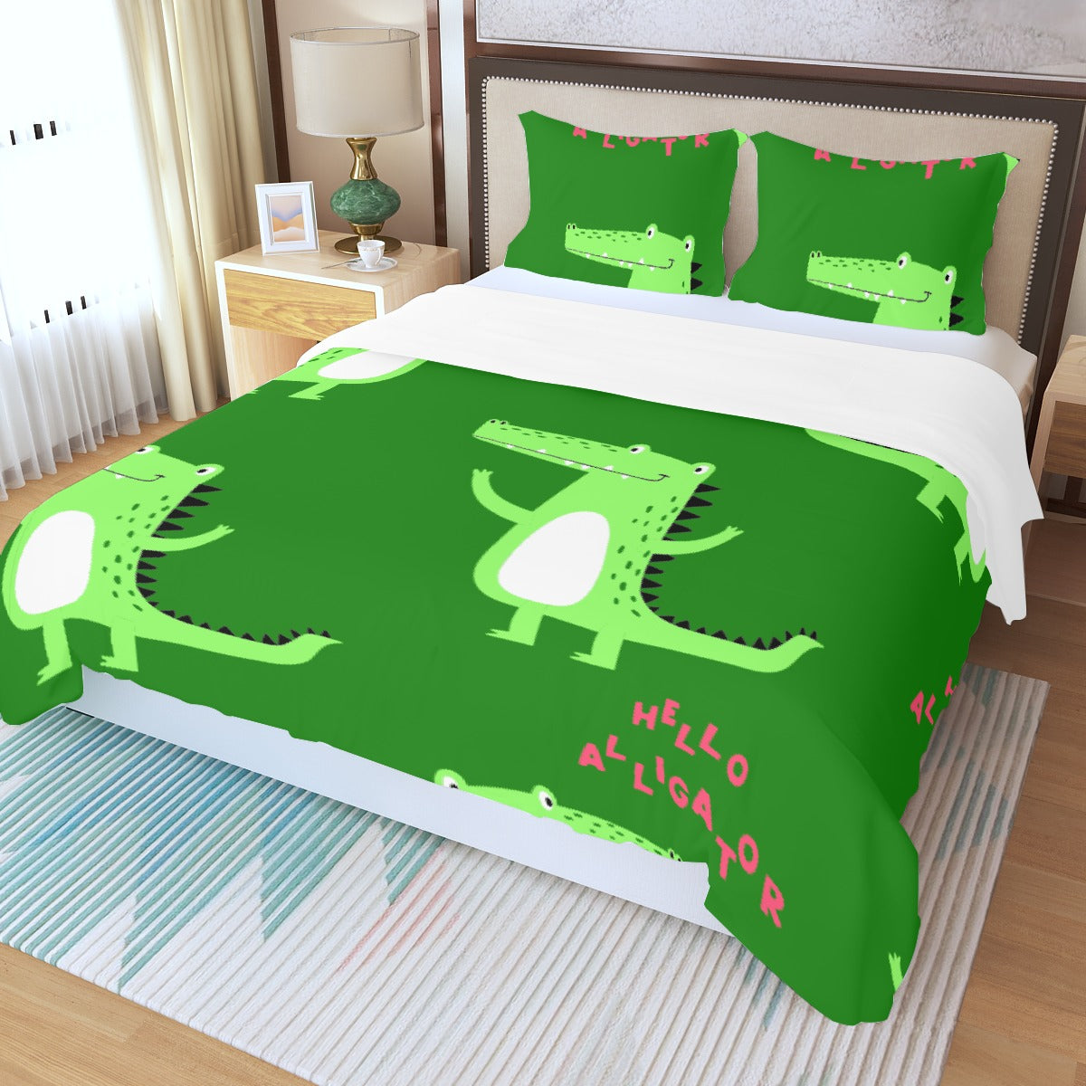 Three Piece Duvet Bedding Set Alligators