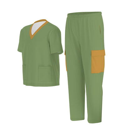 Unisex Scrub Set Birdseye Green and Orange