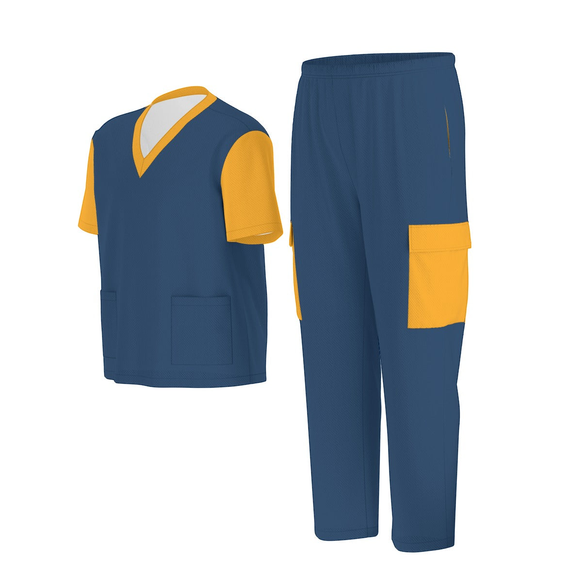 Unisex Scrub Set Birdseye Blue and Yellow