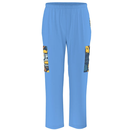 Unisex Scrub Set Birdseye Blue and Faces