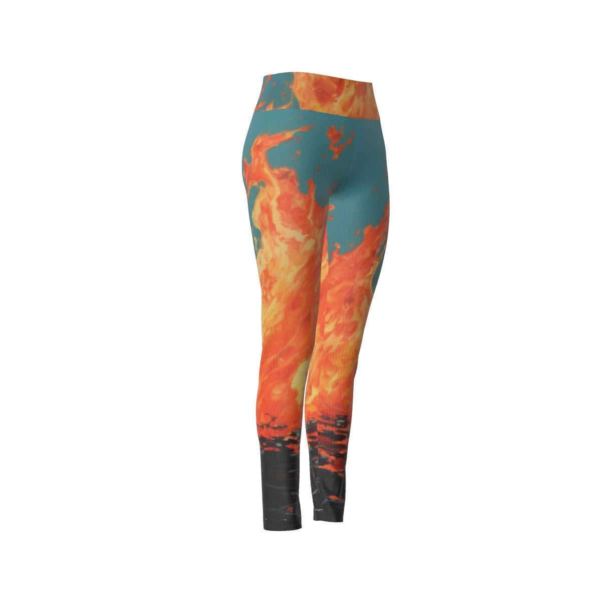 Women's High Waist Leggings | Side Stitch Closure "Fire"