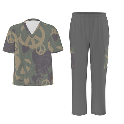 Unisex Scrub Set Birdseye Camo Peace