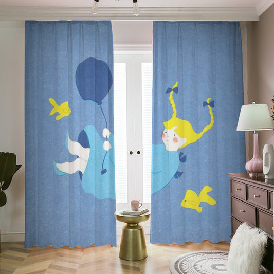 Blackout Curtains with Hooks Flying Girl