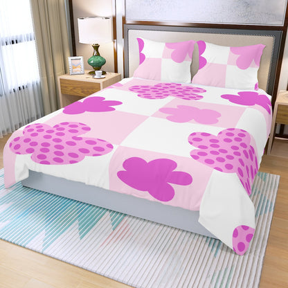 Three Piece Duvet Bedding Set Pink Flowers