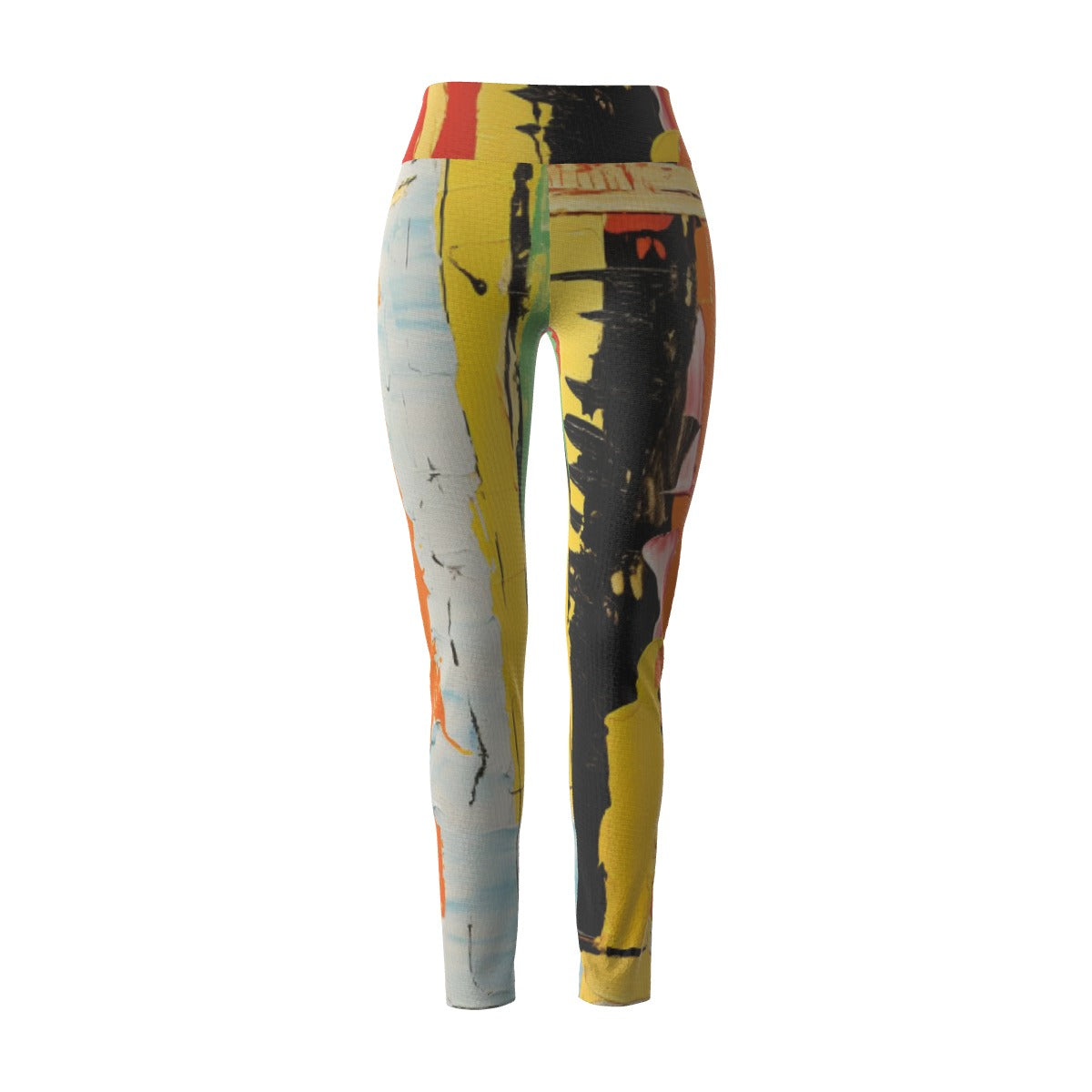 Women's High Waist Leggings | Side Stitch Closure "Orange and Yellow"