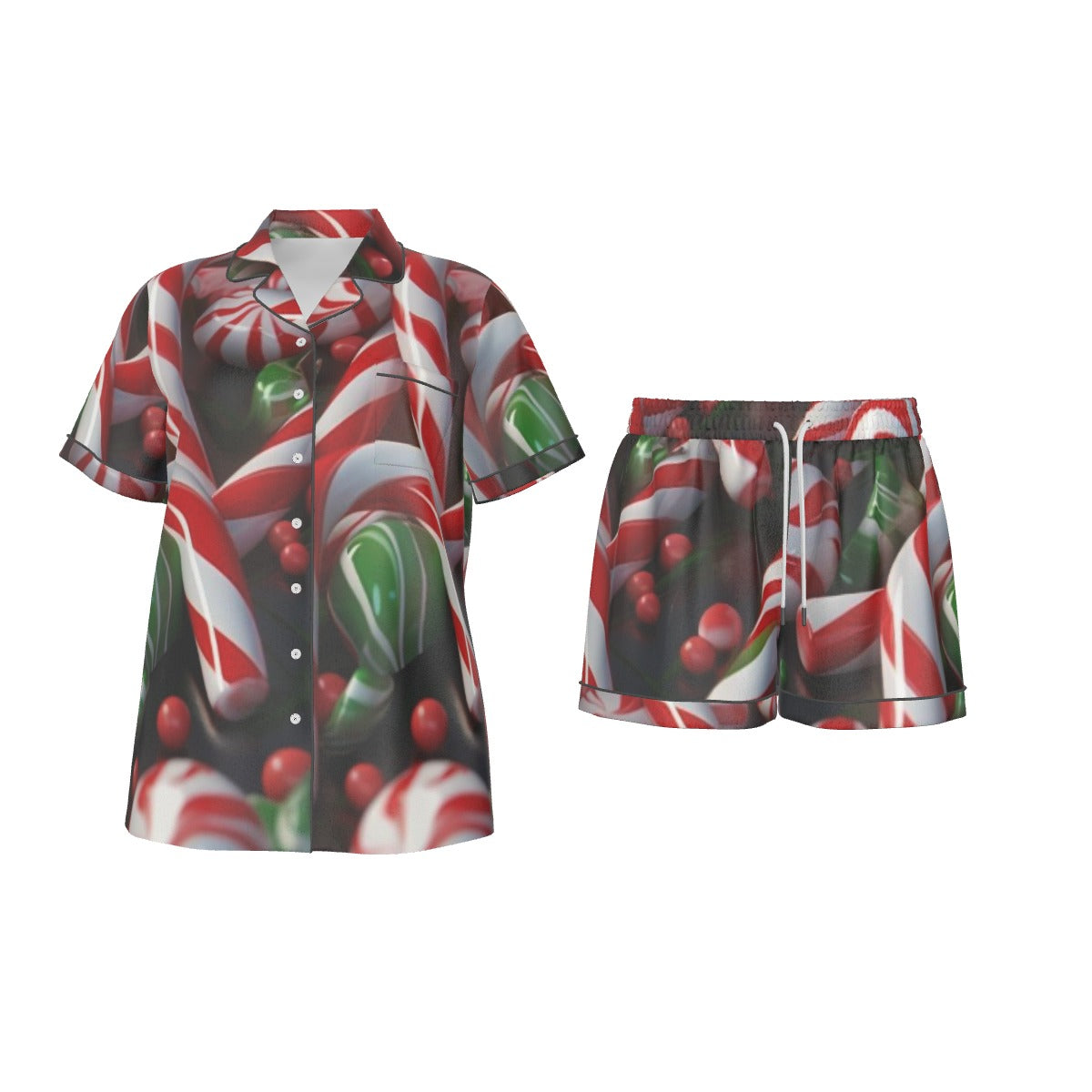 Holiday  Women's Imitation Silk Pajama Set With Short Sleeve