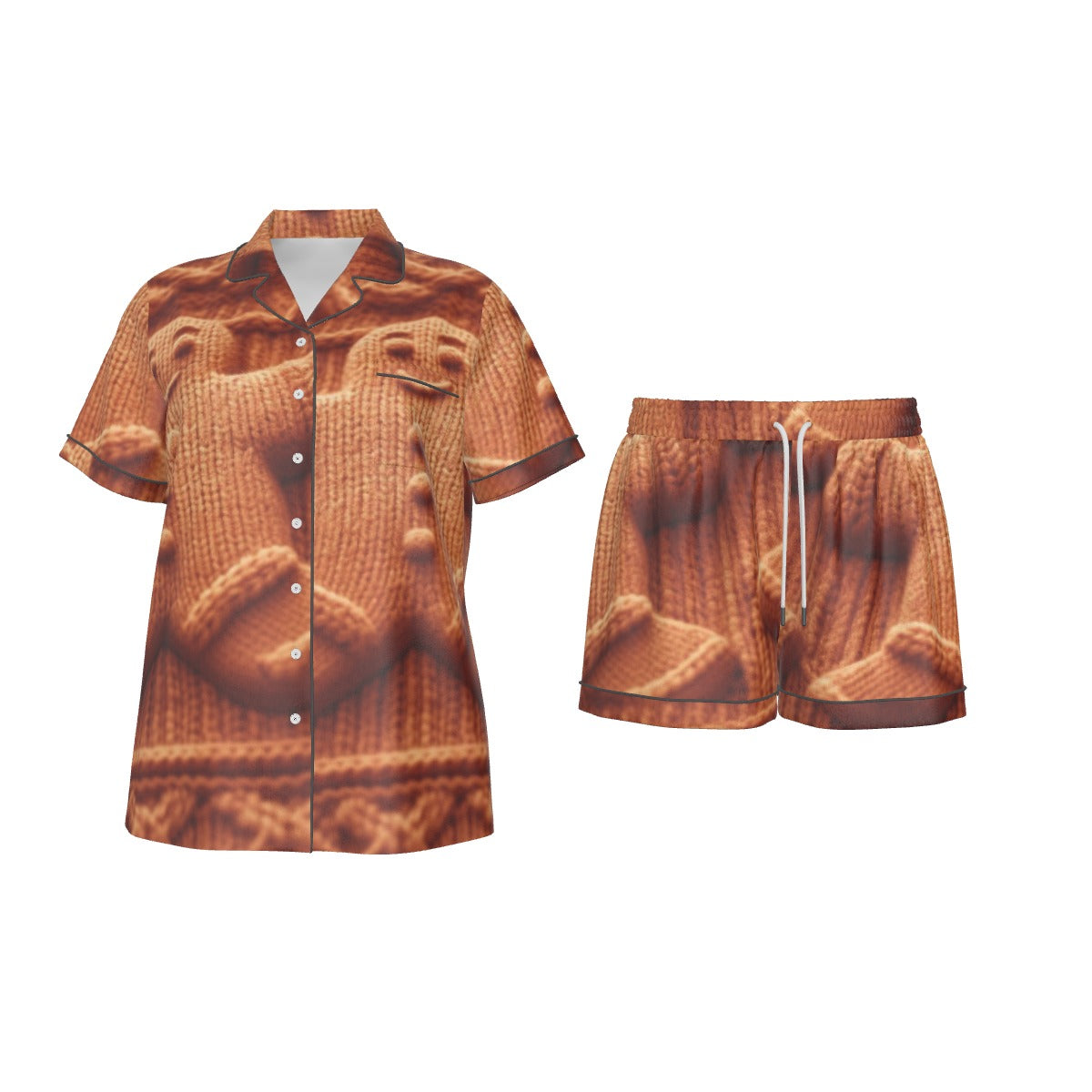 Holiday  Women's Imitation Silk Pajama Set With Short Sleeve