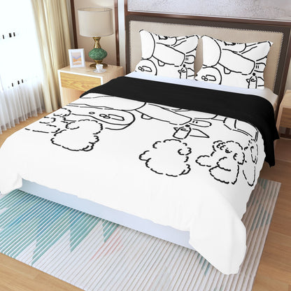 Three Piece Duvet Bedding Set Man With Dogs