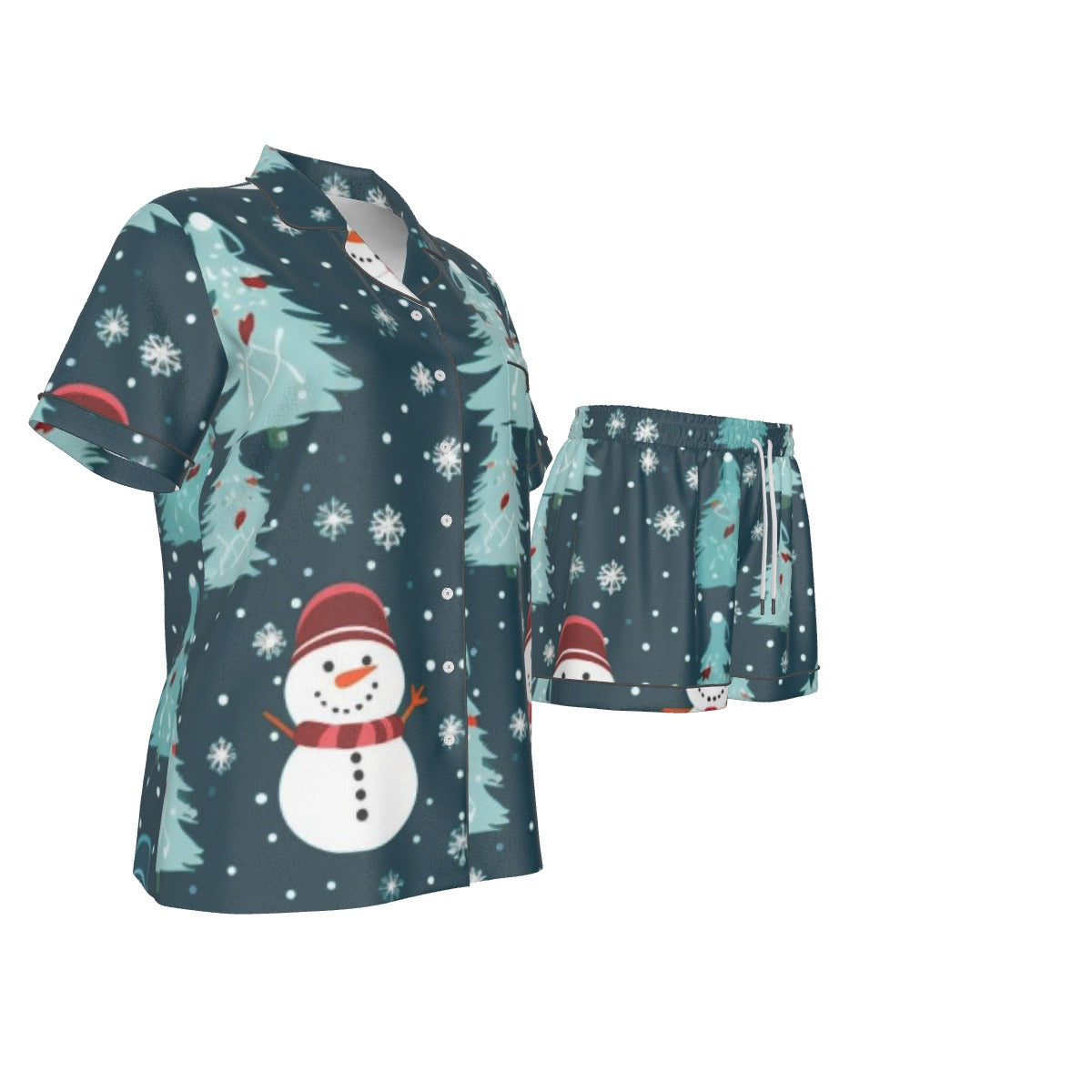 Holiday  Women's Imitation Silk Pajama Set With Short Sleeve