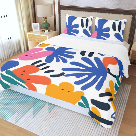 Three Piece Duvet Bedding Set Palm Leaves in Color