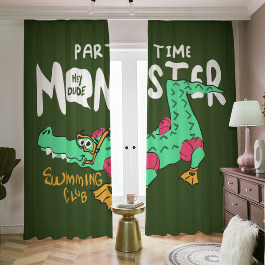 Blackout Curtains with Hooks Monster Alligator