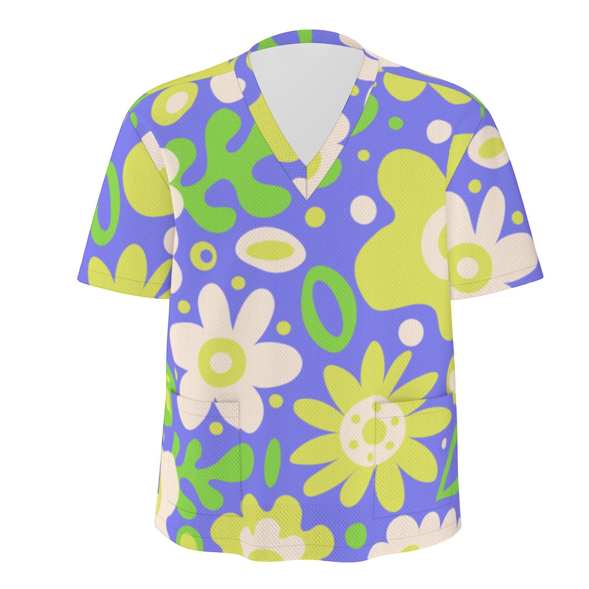 Unisex Scrub Set Birdseye Green Flowers