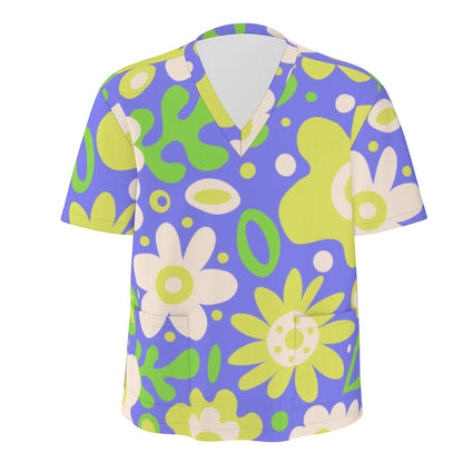 Unisex Scrub Set Birdseye Green Flowers