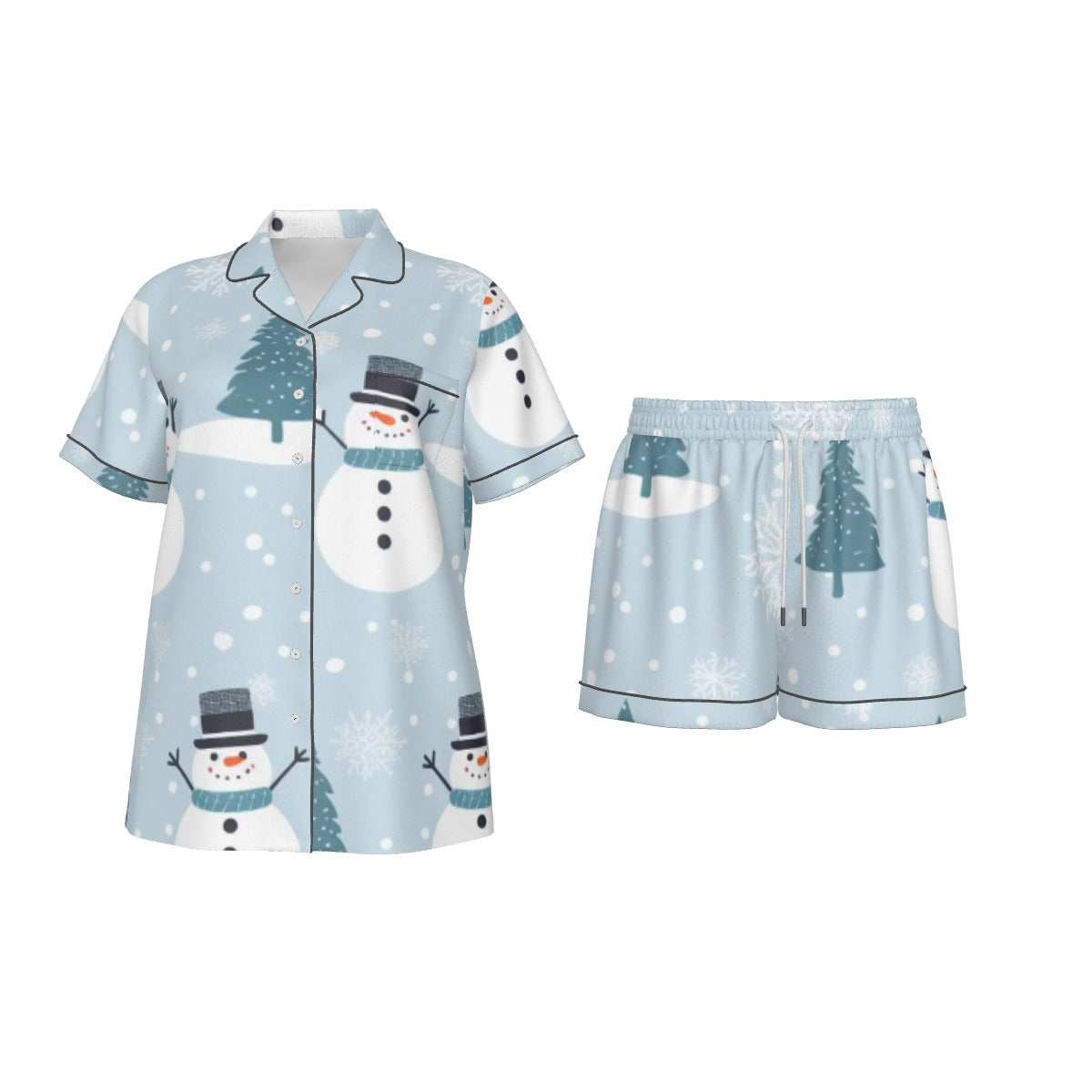 Holiday  Women's Imitation Silk Pajama Set With Short Sleeve