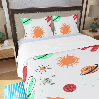 Three Piece Duvet Bedding Set Dino in Space