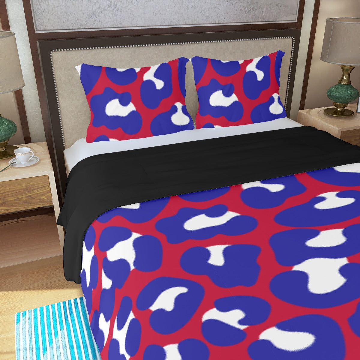 Three Piece Duvet Bedding Set Red White and Blue