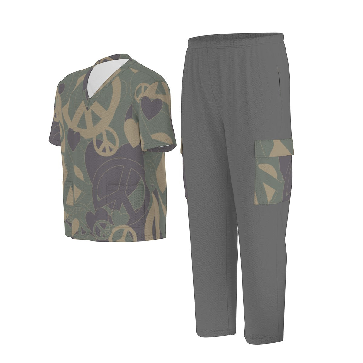 Unisex Scrub Set Birdseye Camo Peace