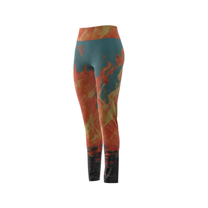 Women's High Waist Leggings | Side Stitch Closure "Fire"