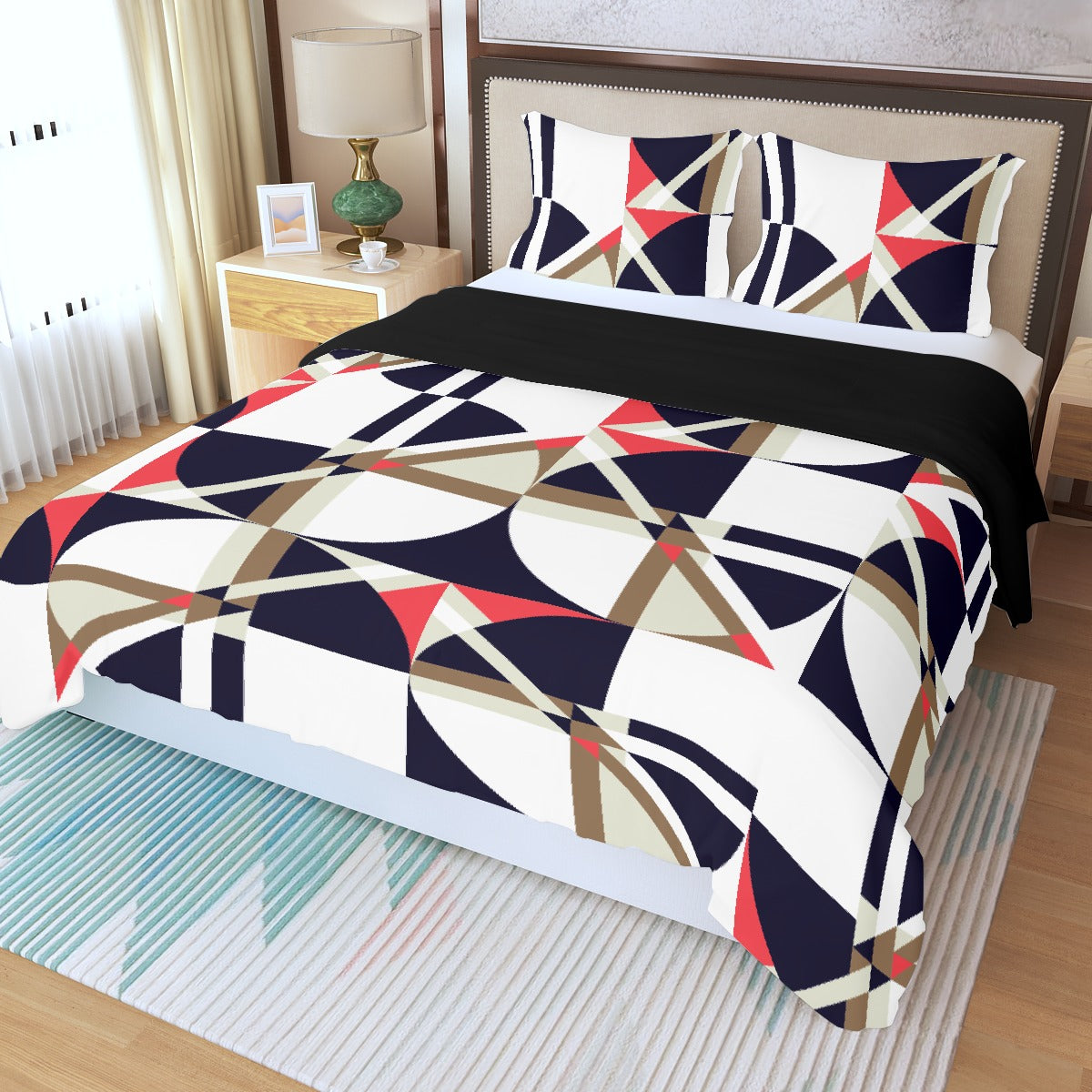 Three Piece Duvet Bedding Set Red, Black and More