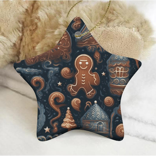 Pentagram Shape Christmas Ceramic Decoration Ornaments