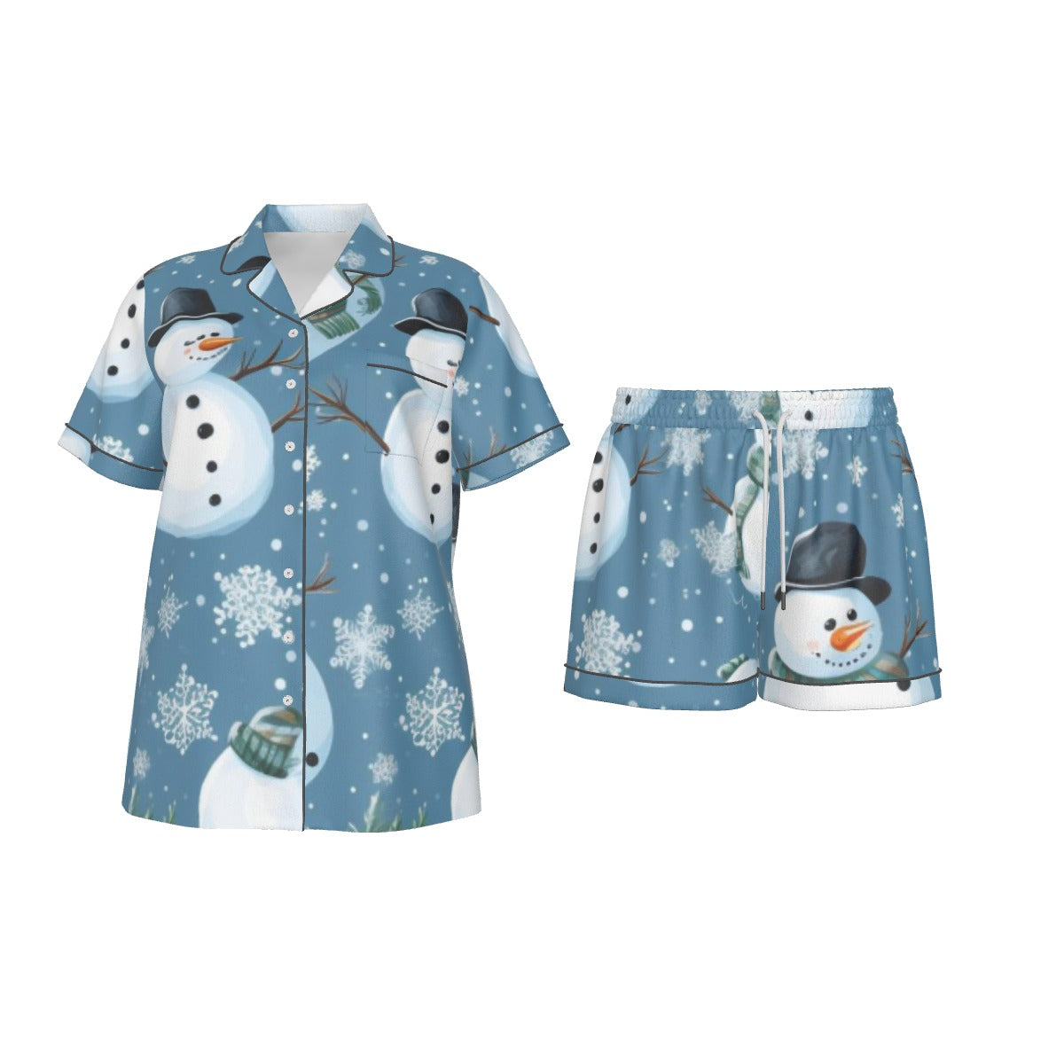 Holiday  Women's Imitation Silk Pajama Set With Short Sleeve