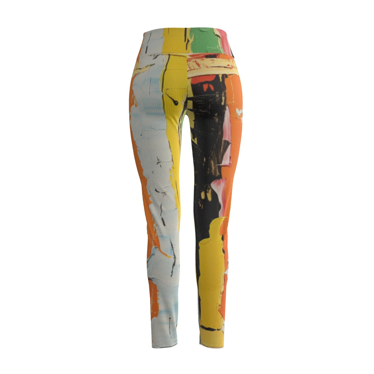 Women's High Waist Leggings | Side Stitch Closure "Orange and Yellow"