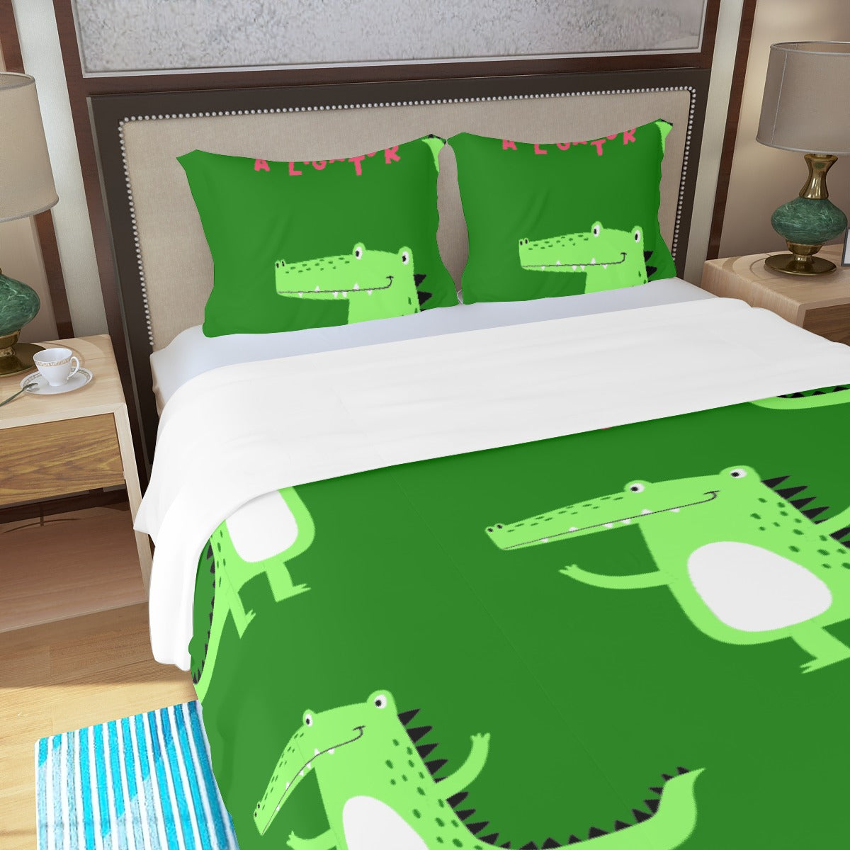 Three Piece Duvet Bedding Set Alligators