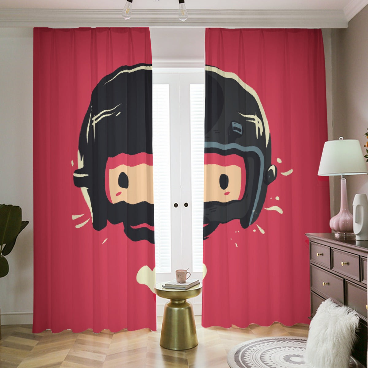 Blackout Curtains with Hooks Red Robot