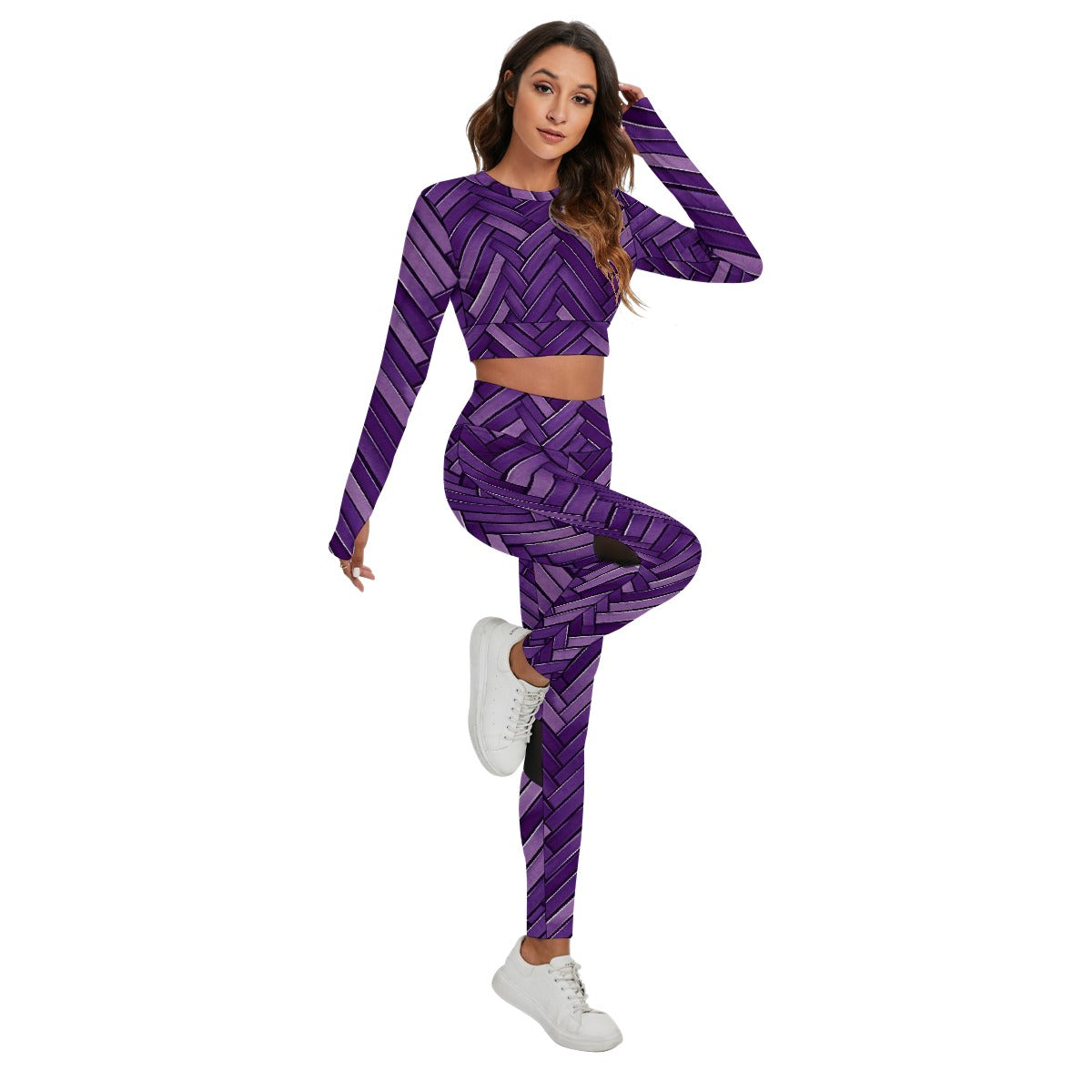 Women's Sport Set With Backless Top And Leggings "Purple"