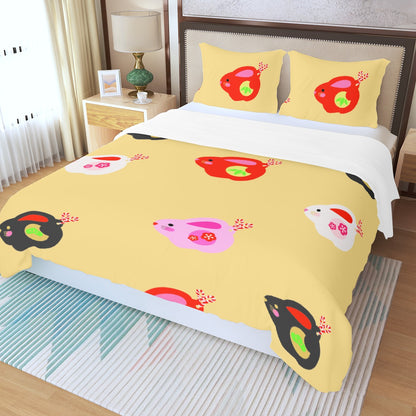 Three Piece Duvet Bedding Set Color Bunnies