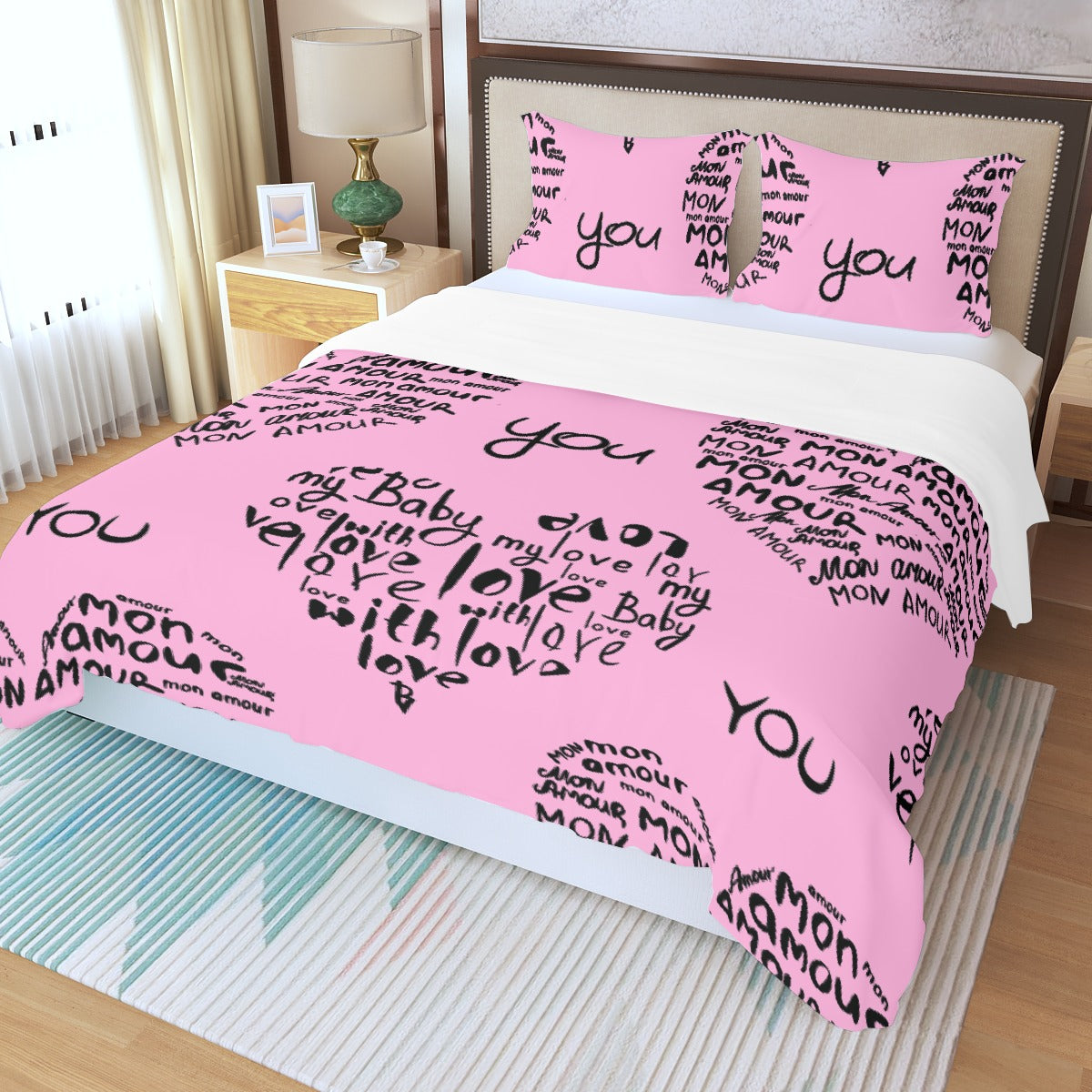 Three Piece Duvet Bedding Set Love in Many Languages