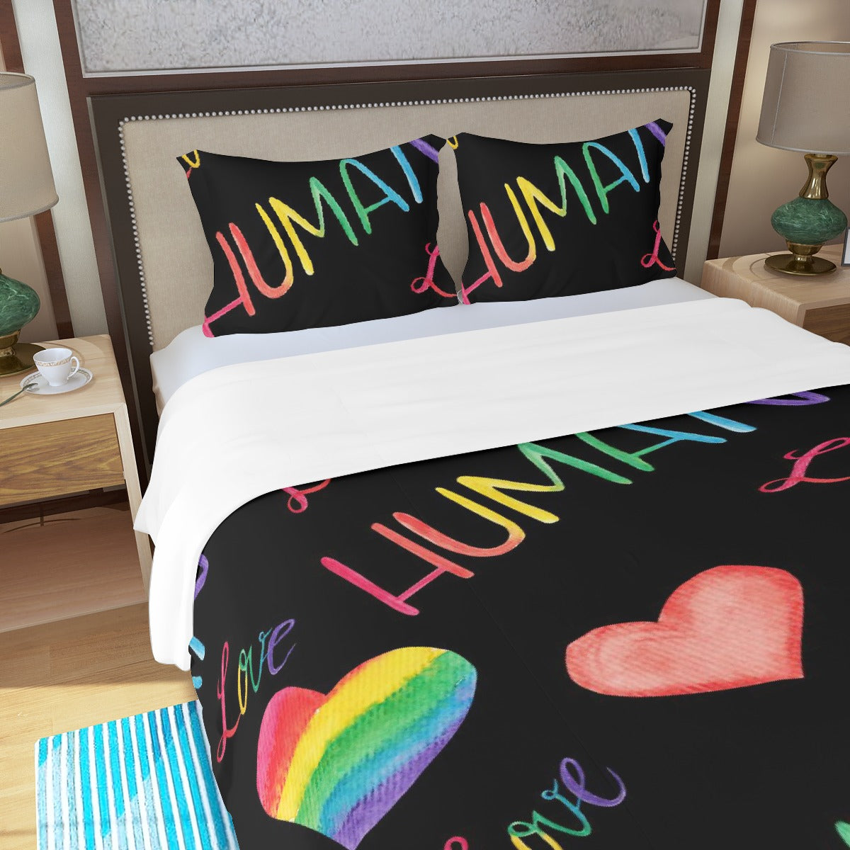 Three Piece Duvet Bedding Set Human Love