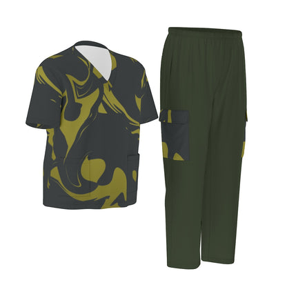 Unisex Scrub Set Birdseye Camo Green