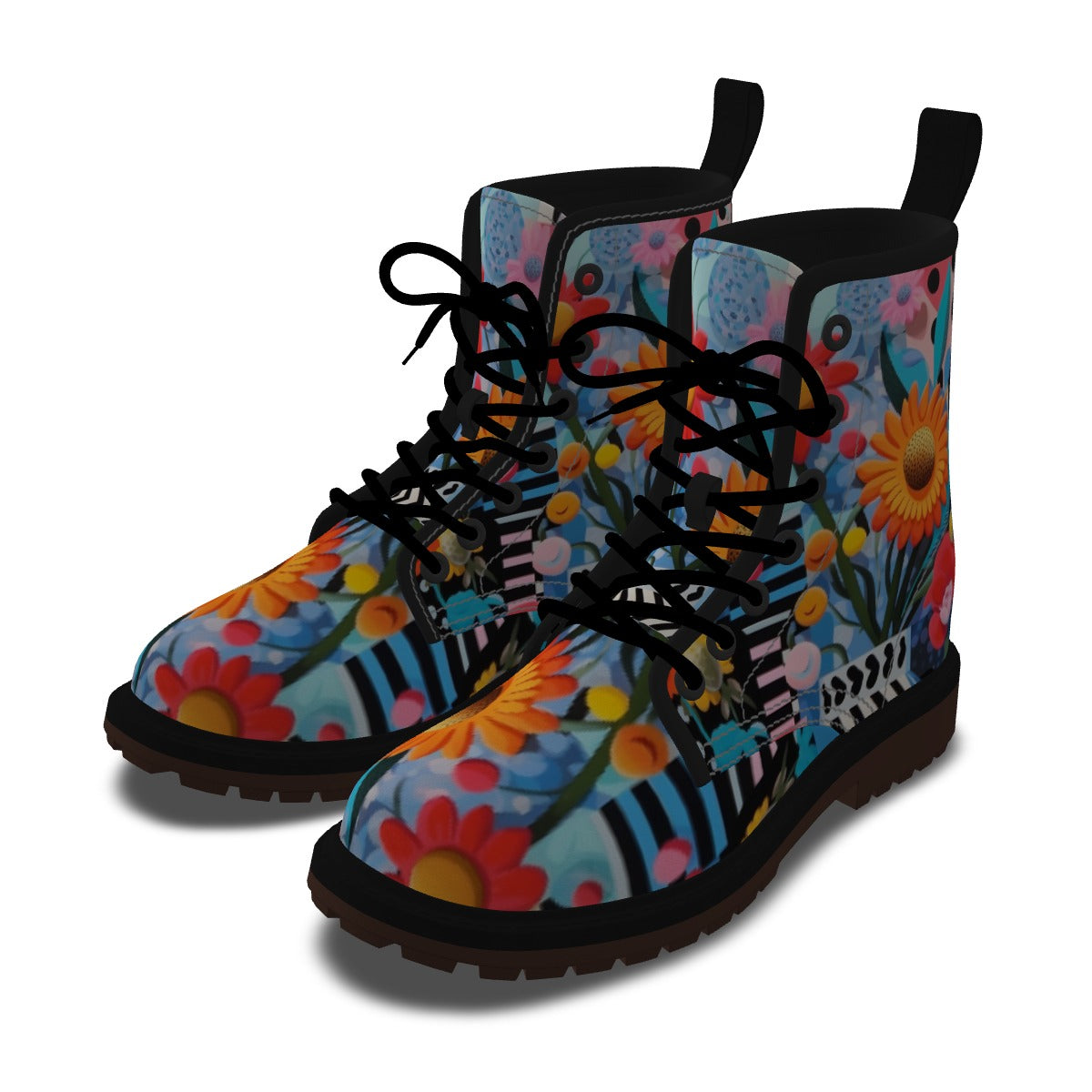 Men's Martin Short Boots "Flowers"