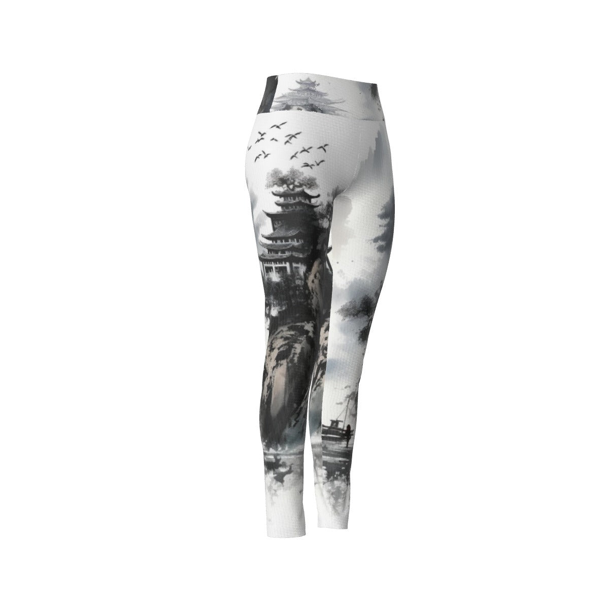 Leggings de cintura alta para mujer | Cierre con costura lateral en blanco y negro