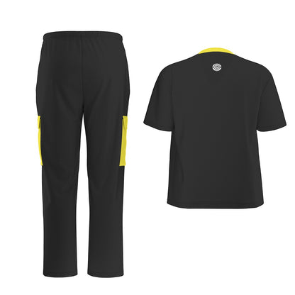 Unisex Scrub Set Birdseye Black and Yellow