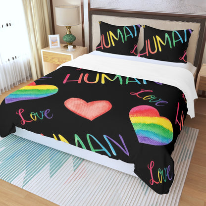 Three Piece Duvet Bedding Set Human Love