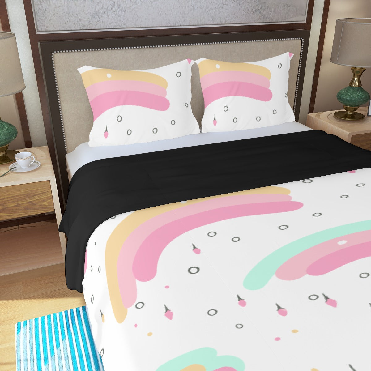 Three Piece Duvet Bedding Set Rainbow