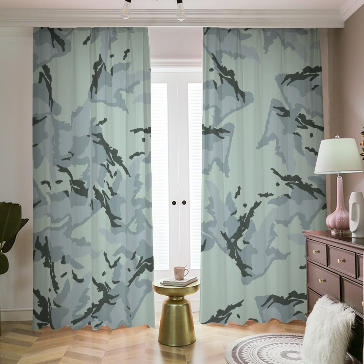 Blackout Curtains with Hooks Light Camo