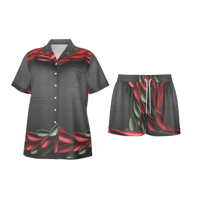 Holiday Women's Imitation Silk Pajama Set With Short Sleeve