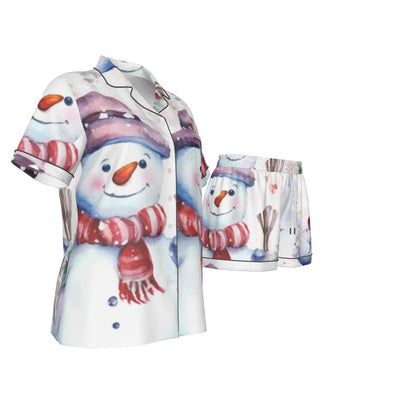 Holiday  Women's Imitation Silk Pajama Set With Short Sleeve