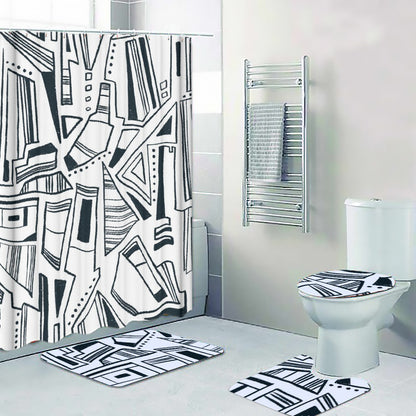 Four-piece Bathroom Black and White Buildings