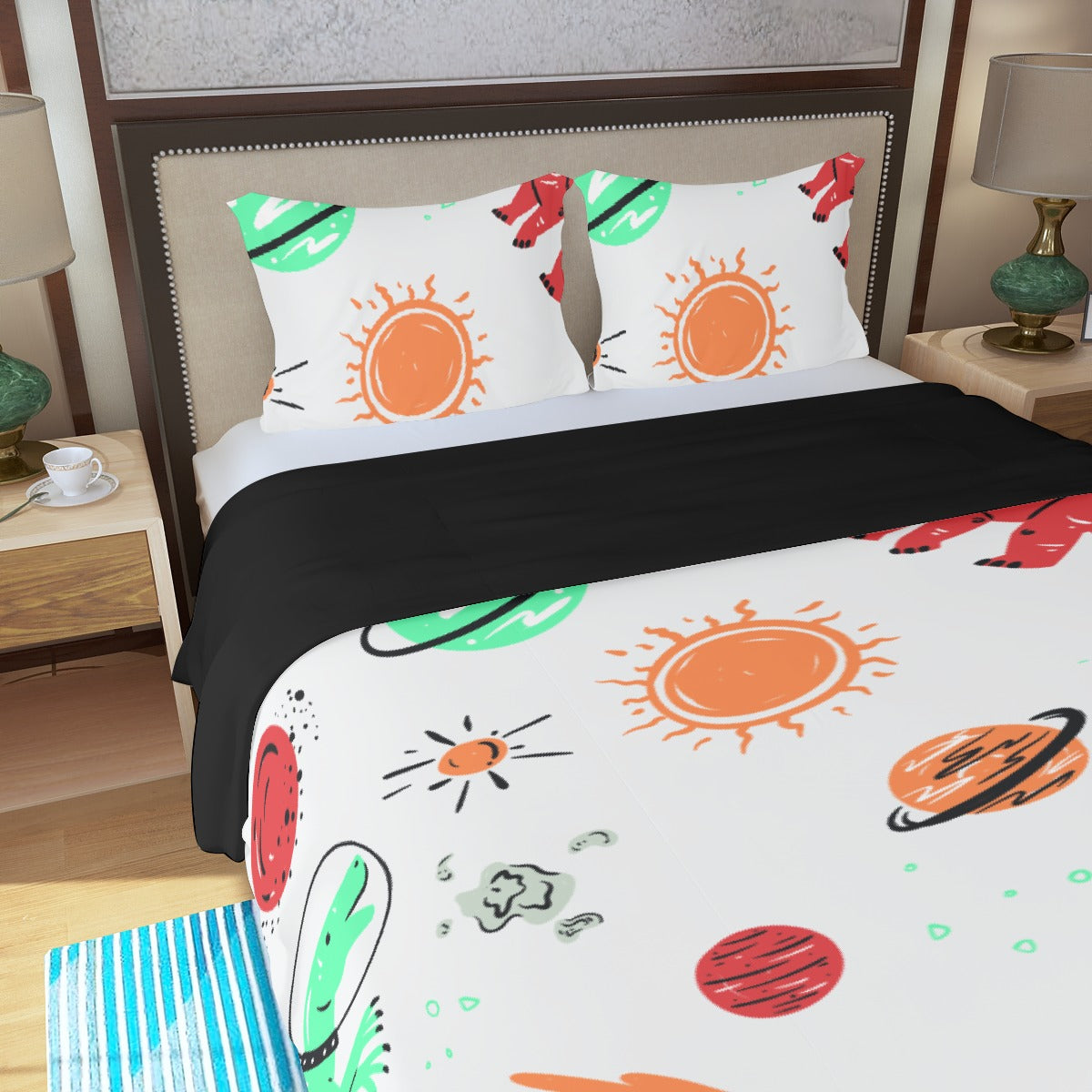 Three Piece Duvet Bedding Set Dino in Space